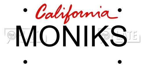 MONIKS California License Plate