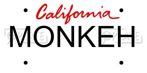 MONKEH California License Plate
