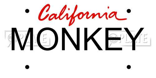 MONKEY California License Plate