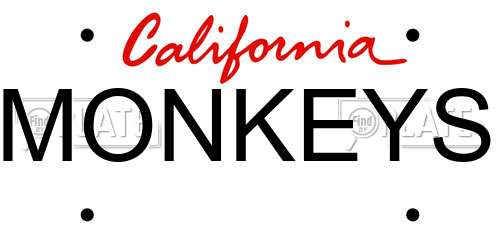 MONKEYS California License Plate