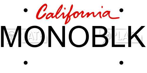 MONOBLK California License Plate