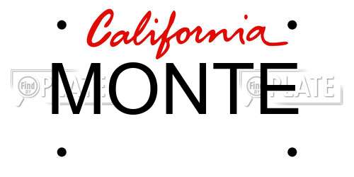 MONTE California License Plate