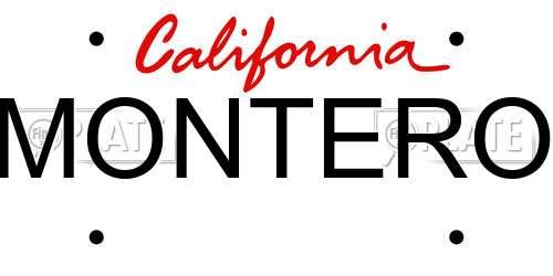 MONTERO California License Plate