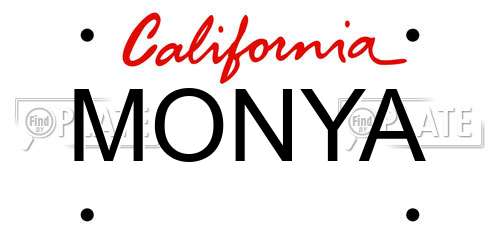 MONYA California License Plate