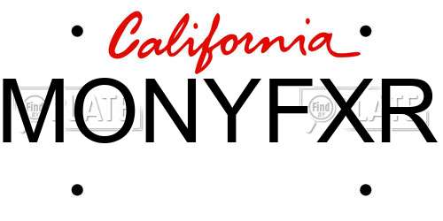 MONYFXR California License Plate