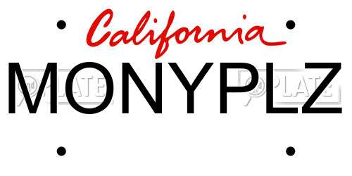 MONYPLZ California License Plate
