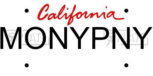 MONYPNY California License Plate