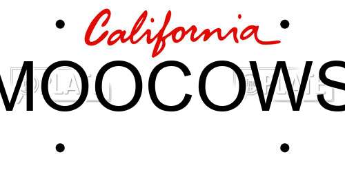 MOOCOWS California License Plate