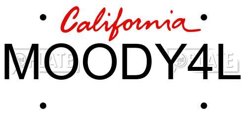 MOODY4L California License Plate