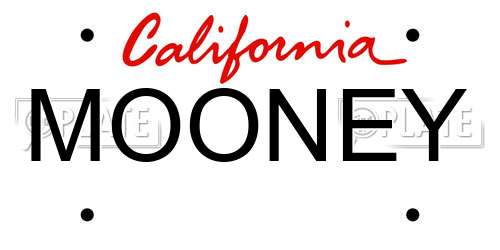 MOONEY California License Plate