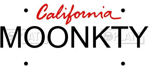 MOONKTY California License Plate