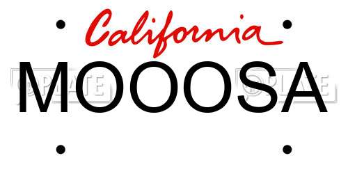 MOOOSA California License Plate
