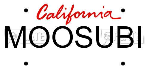 MOOSUBI California License Plate