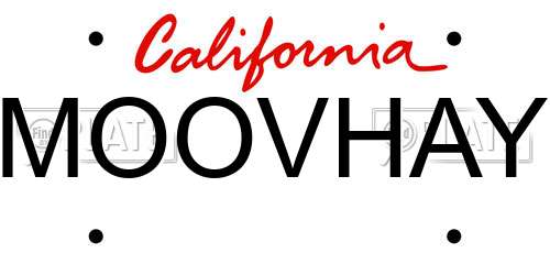 MOOVHAY California License Plate
