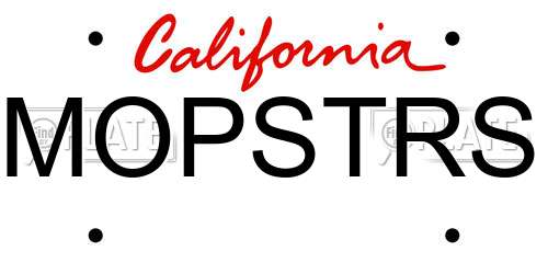 MOPSTRS California License Plate