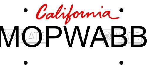MOPWABB California License Plate