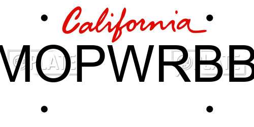 MOPWRBB California License Plate