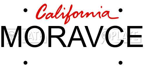 MORAVCE California License Plate