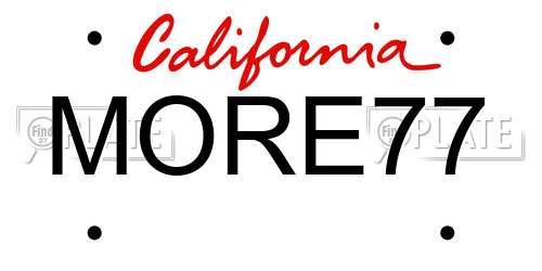 MORE77 California License Plate