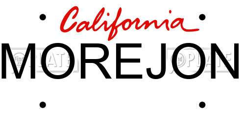 MOREJON California License Plate