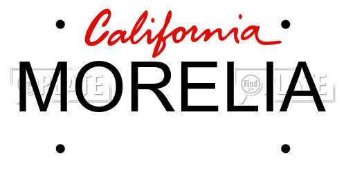 MORELIA California License Plate