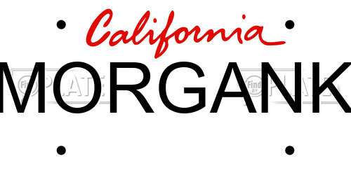 MORGANK California License Plate