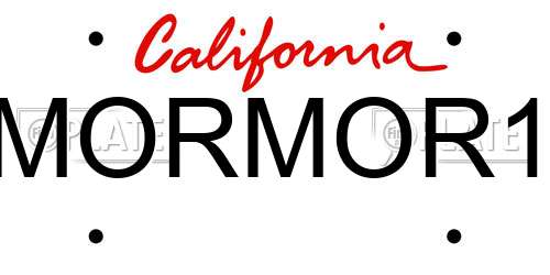 MORMOR1 California License Plate