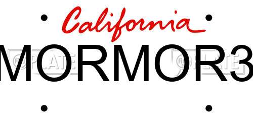 MORMOR3 California License Plate