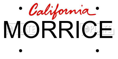 MORRICE California License Plate
