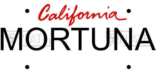 MORTUNA California License Plate