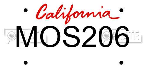 MOS206 California License Plate