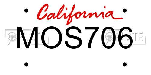 MOS706 California License Plate