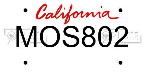 MOS802 California License Plate