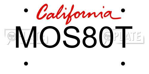 MOS80T California License Plate