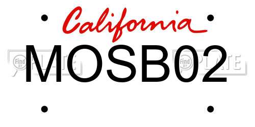 MOSB02 California License Plate