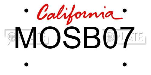 MOSB07 California License Plate