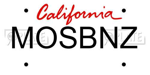 MOSBNZ California License Plate