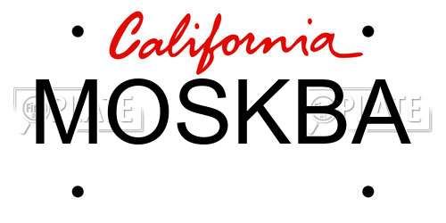 MOSKBA California License Plate