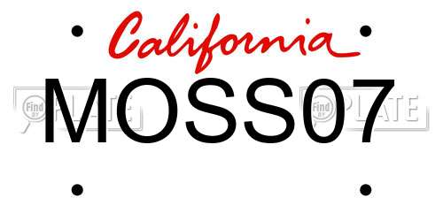 MOSS07 California License Plate