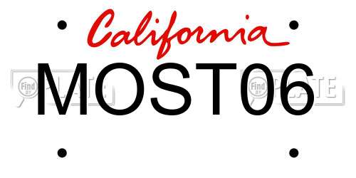 MOST06 California License Plate
