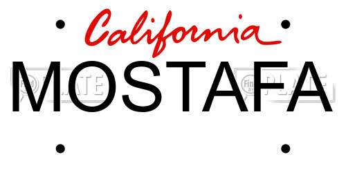 MOSTAFA California License Plate