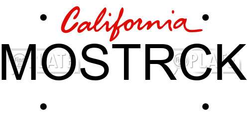 MOSTRCK California License Plate