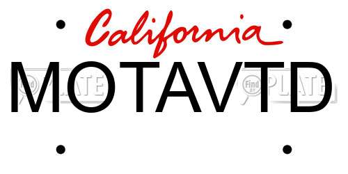 MOTAVTD California License Plate