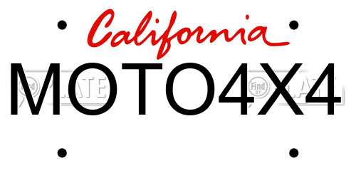 MOTO4X4 California License Plate