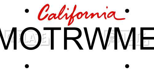 MOTRWME California License Plate