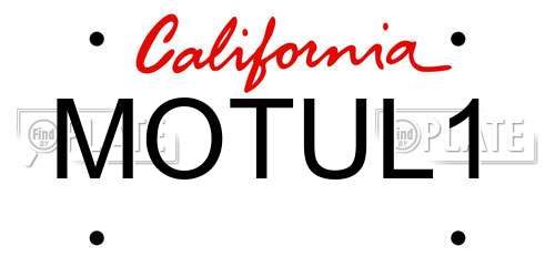 MOTUL1 California License Plate
