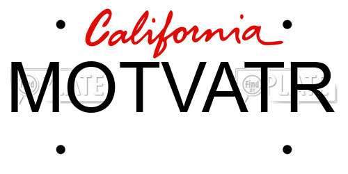 MOTVATR California License Plate