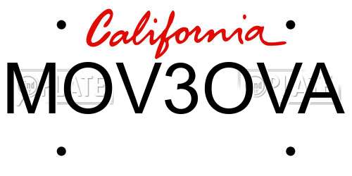 MOV3OVA California License Plate