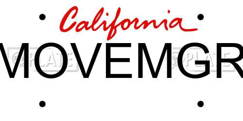 MOVEMGR California License Plate