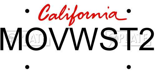 MOVWST2 California License Plate